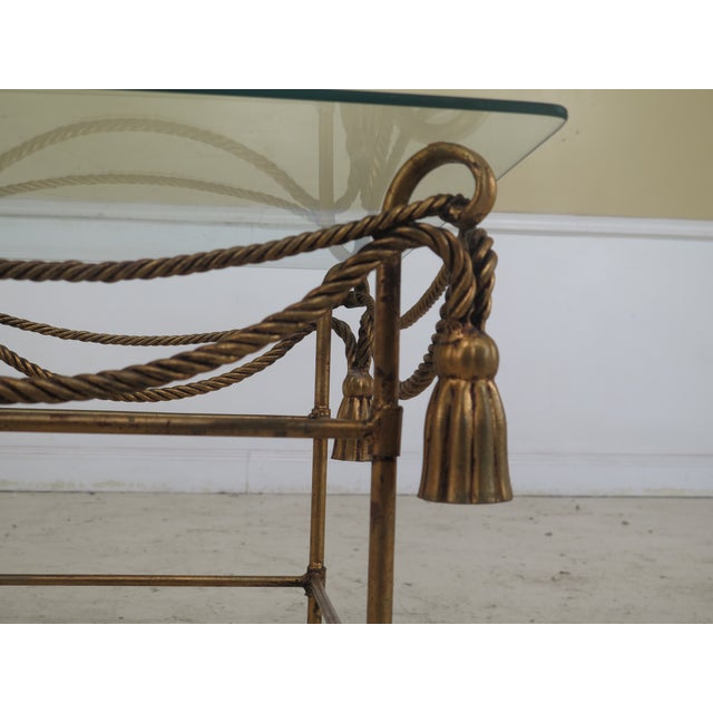 Gold Tassel Metal Base Glass Top Decorator Occasional Table Chairish