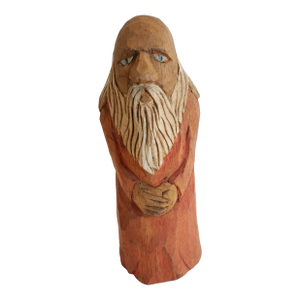 Vintage Hand Carved Statue Santa Claus Bearded Man Signed