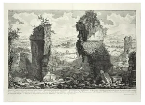 Veduta degli Avanzi sopra terra dell'antico Ustrino - Etching by G. B. Piranesi 1756