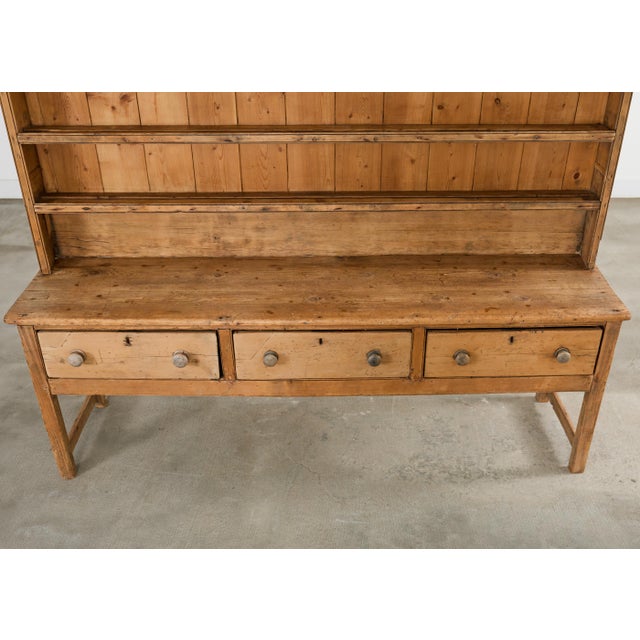 Wood 19th Century Country English Farmhouse Pine Kitchen Dresser For Sale - Image 7 of 18