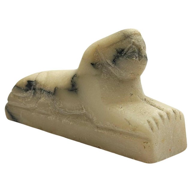 Antique Hand-Carved Alabaster Sphinx, 1890s For Sale - Image 10 of 10