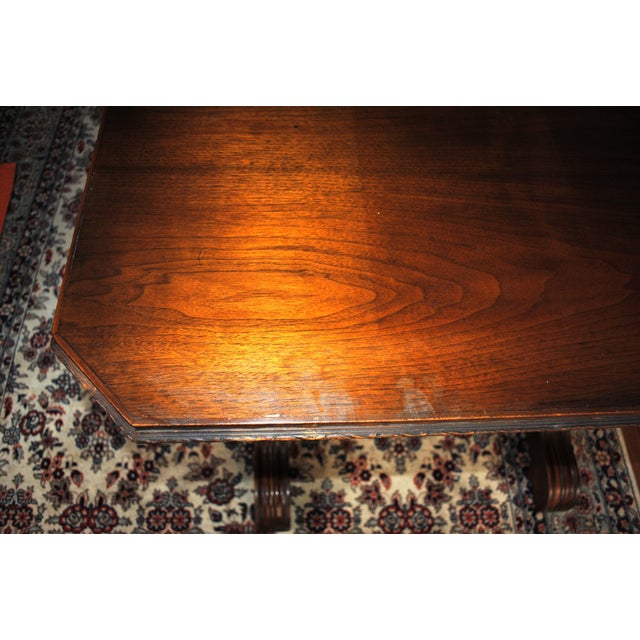 Antique Empire Styled Mahogany Library Table For Sale - Image 6 of 13