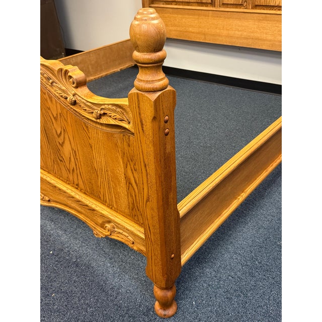 Traditional Vintage Oakwood Interiors Carved King Size Bed For Sale - Image 3 of 12