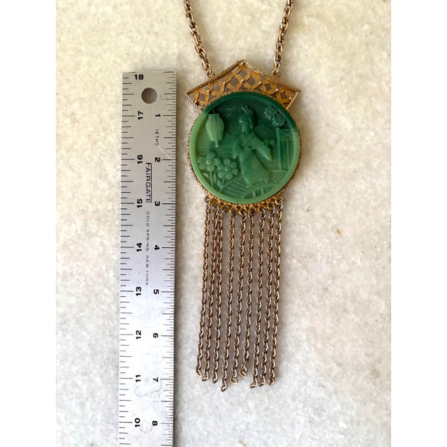 MCM Asian Inspired Gold Tone, Pendant, Neck Necklace For Sale - Image 4 of 4