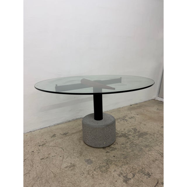 Postmodern Rare Giovanni Offredi Steel and Concrete Dining or Center Table for Saporiti For Sale - Image 3 of 18