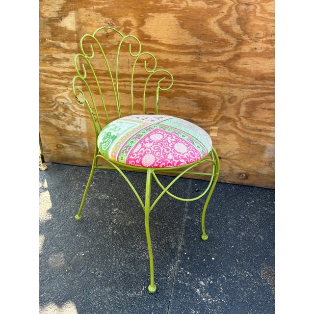 1970s Vintage Green Iron Peacock Garden Chair or Vanity Chair For Sale In Louisville - Image 6 of 12