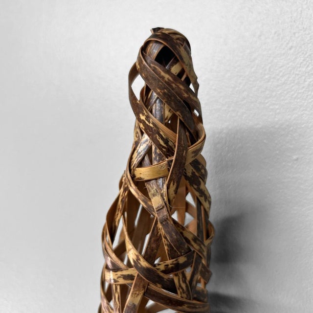 Wood Vintage Japanese Bamboo Ikebana Wall Hanger, 1980s For Sale - Image 7 of 15