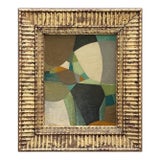 Contemporary Green and Brown Abstract Oil Painting in Vintage Frame For Sale