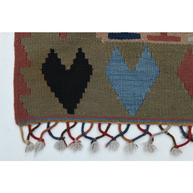 1970s Vintage Turkish Oushak Handmade Wool Cotton Green Runner Rug For Sale In San Francisco - Image 6 of 11