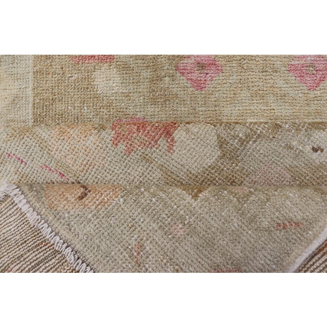 Vintage Turkish Oushak in Colorful Floral Designs Set on Sand-Green Field 2'8" X 4'9" For Sale - Image 9 of 10