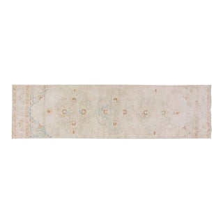 Vintage Turkish Oushak Hand Knotted Wool Rug, 3'1''x11'1'' For Sale