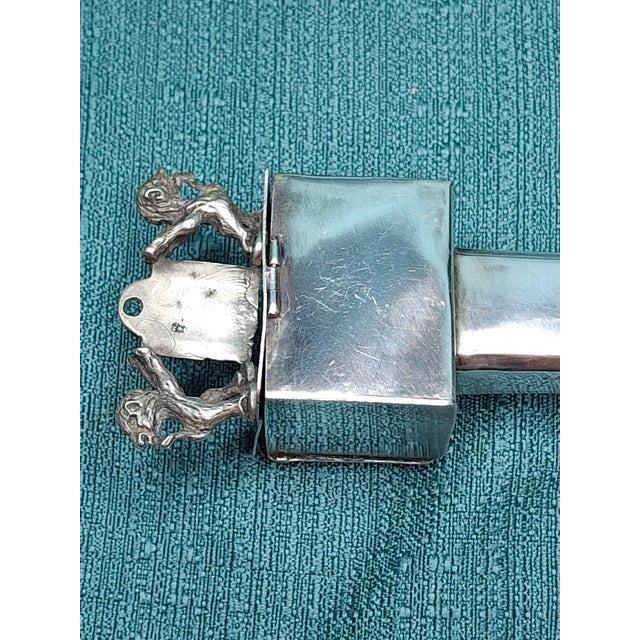Rare Museum Quality Antique Warsaw Russian Empire Silver Torah Pointer (Yad) With Integrated Besamim Spice Box For Sale - Image 13 of 18