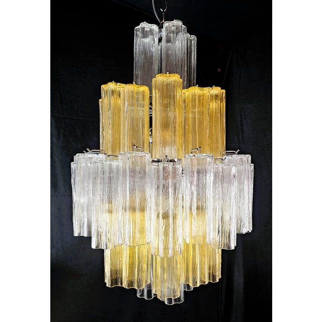 Vintage Amber and Crystal Murano Glass Chandelier, 1980s For Sale - Image 8 of 13