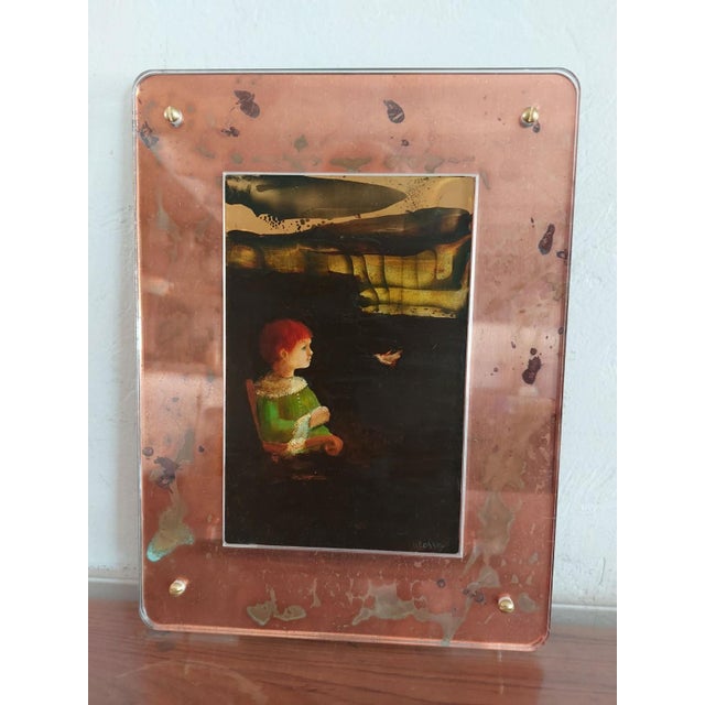 Monika Rossa, Boy with a Bird, Oil Painting, Framed For Sale - Image 4 of 6