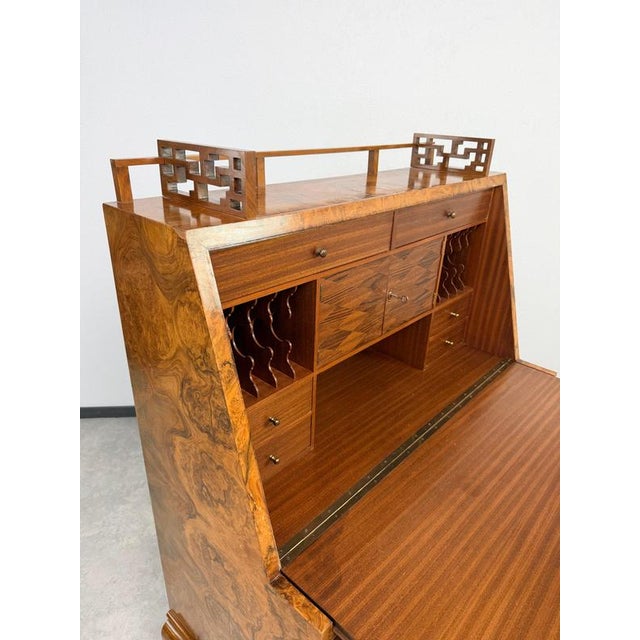 Art Deco Walnut Burl Secretary Desk from Adolf Gustav Schneck, 1924 For Sale - Image 14 of 18