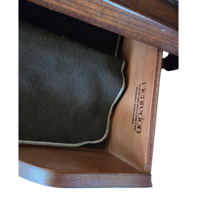 1980s 1980s Henredon Scene One Campaign Oak Breakfront China Cabinet Hutch Display Curio For Sale - Image 5 of 15