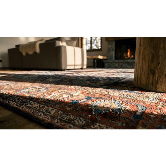 Interesting Blue and Red With Unique Medallion Design Antique Sultanabad Rug For Sale - Image 9 of 9