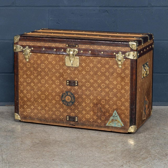 A stunning louis vuitton hat trunk in woven monogram canvas with leather and brass trim, france, circa 1896. This...