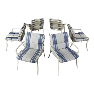 Mid-20th Century MCM Tropitone Outdoor Chairs With Vinyl Straps & Cushions Set of 6