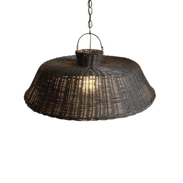 Contemporary Black Wicker Audrey Pendant Light Small For Sale - Image 3 of 8
