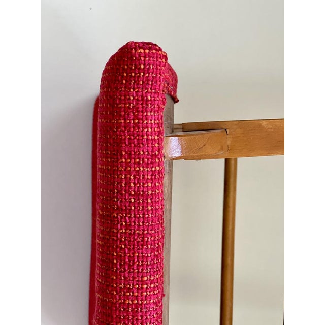 Mid-Century Red Fabric Footstool, 1970s For Sale - Image 4 of 15