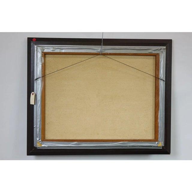 Textile Ocean Landscape Original Oil Painting on Canvas 1965 Signed on the Bottom, Framed For Sale - Image 7 of 7