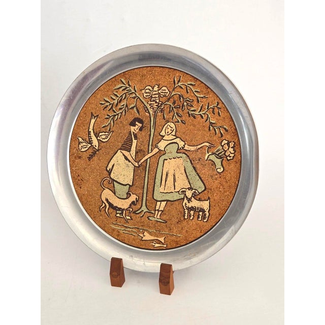 Vintage Bar Tray With Hand Painted Scandinavian Design For Sale - Image 9 of 11