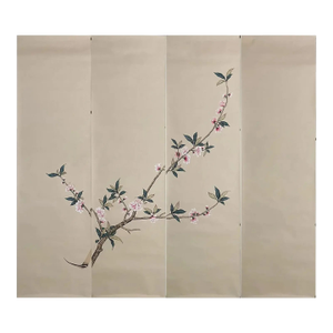 Flower Mural Hand Painted Wallpaper - Set for 4 Panels
