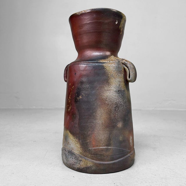 Brown Japanese Bizen Ware Ikebana Vase, 1970 For Sale - Image 8 of 18
