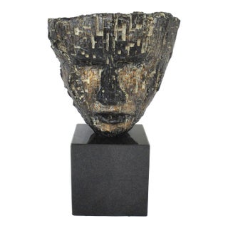 Mid Century Brutalist Head Sculpture in the Style of Curtis Jere For Sale