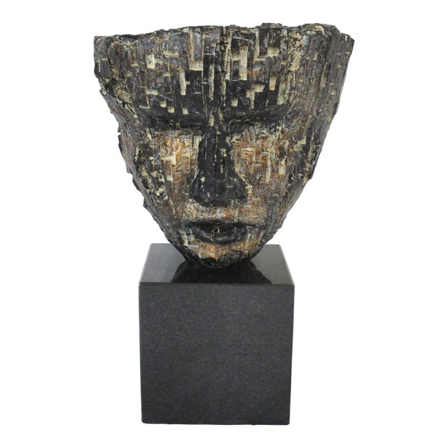 Mid Century Brutalist Head Sculpture in the Style of Curtis Jere For Sale