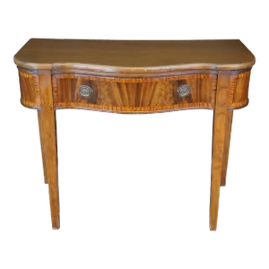 Late 19th Century Antique English Hepplewhite Flame Mahogany Serpentine Console Table
