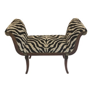 Antique 20th Century Regency Style Zebra Print Bench For Sale