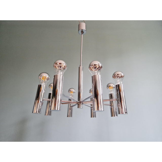 Space Age Tubular Chrome Metal Chandelier from Hustadt Leuchten, 1970s For Sale - Image 3 of 12