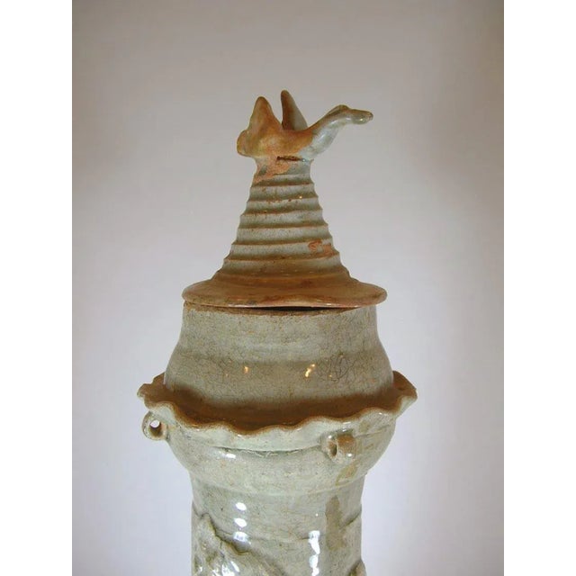 Tall Song Dynasty Molded Yingqing Porcelain Funerary Urn For Sale - Image 5 of 10