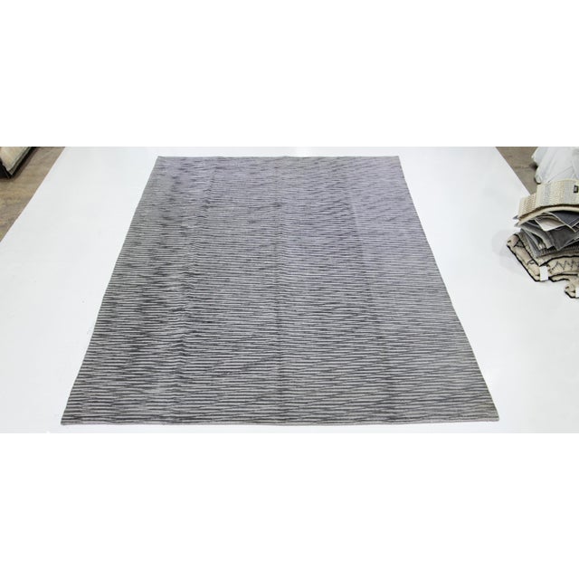 2010s Contemporary Handmade Gray Wool & Silk Rug With Abstract Pattern For Sale - Image 12 of 13