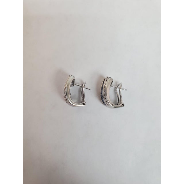 2020s Sapphire Diamond Statement Earrings 2.52cttw 14k White Gold, 2 Pieces For Sale - Image 5 of 6