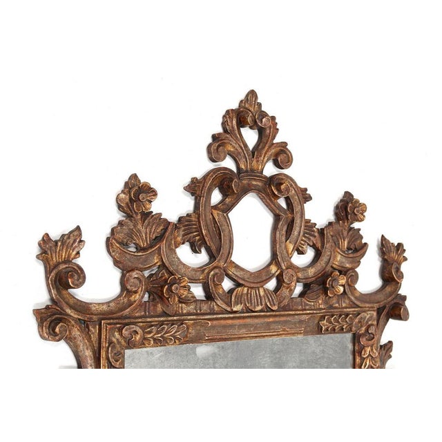 Venetian Handcarved Silvered Bronzed Wall Mirror, Italy, 1840s For Sale - Image 4 of 18