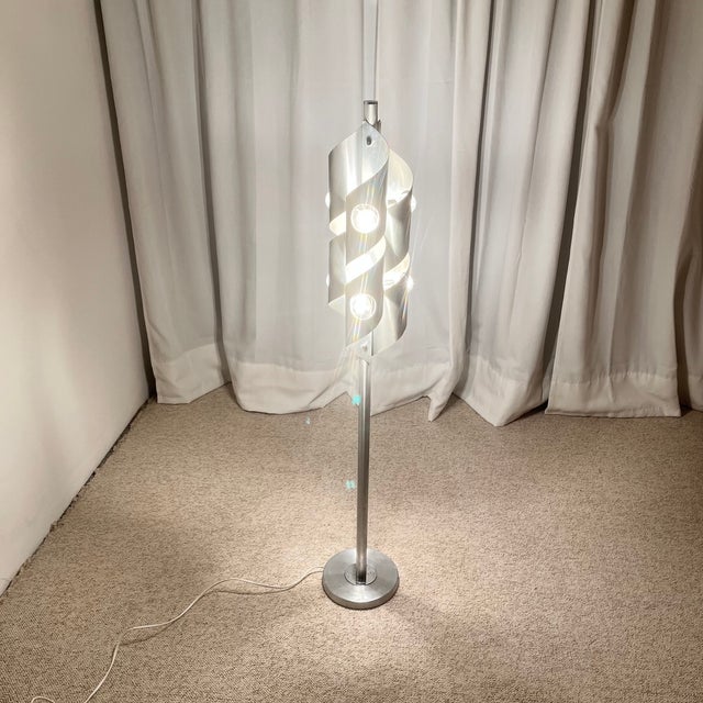 Space Age Brushed Aluminum Floor Lamp, 1970s For Sale - Image 3 of 17