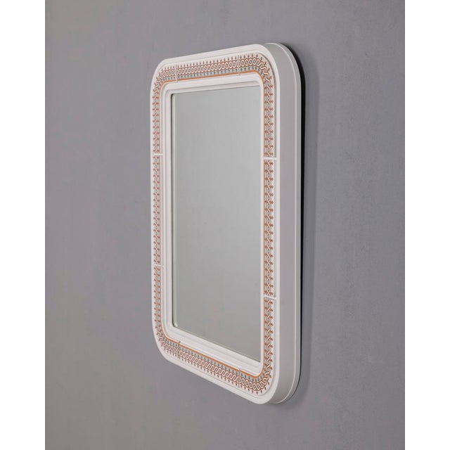 Rectangular wall mirror in decorated plastic, designed by Carrara Matta, 1970s. This piece has an attribution mark, I am...