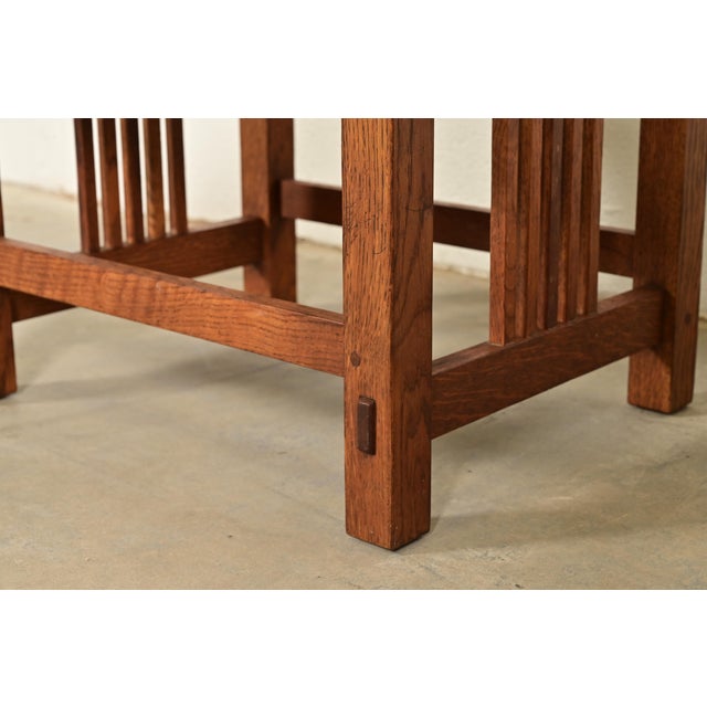 Stickley Mission Oak Arts & Crafts Reclining Morris Lounge Chair With Ottoman For Sale - Image 9 of 14