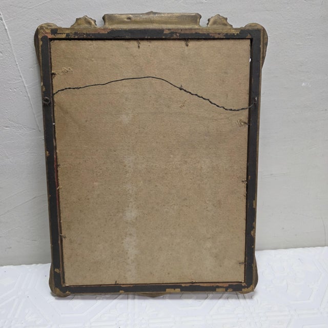 1930s Art Deco Wood Picture Frame, Gold Polychrome Floral Crest, 8x10 For Sale - Image 13 of 14