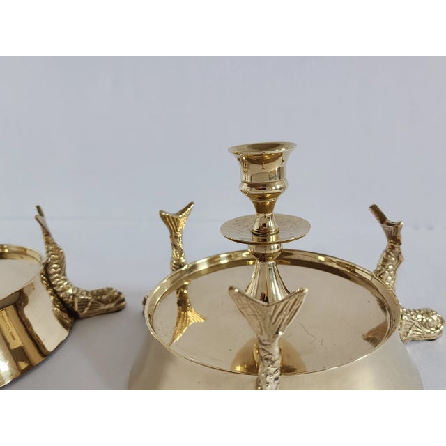 Brass Vintage Wildwood Brass Koi Fish Candle Holders-A Pair For Sale - Image 8 of 12