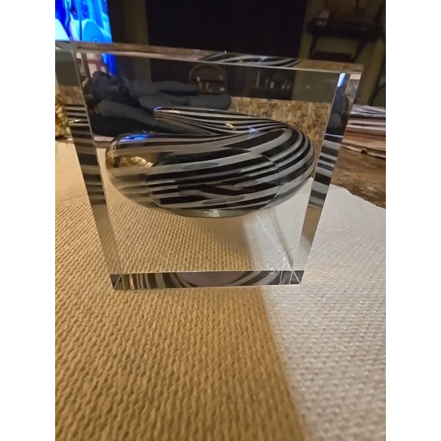 Vintage Murano Black/White Striped Twisted Sculpture For Sale In Phoenix - Image 6 of 7