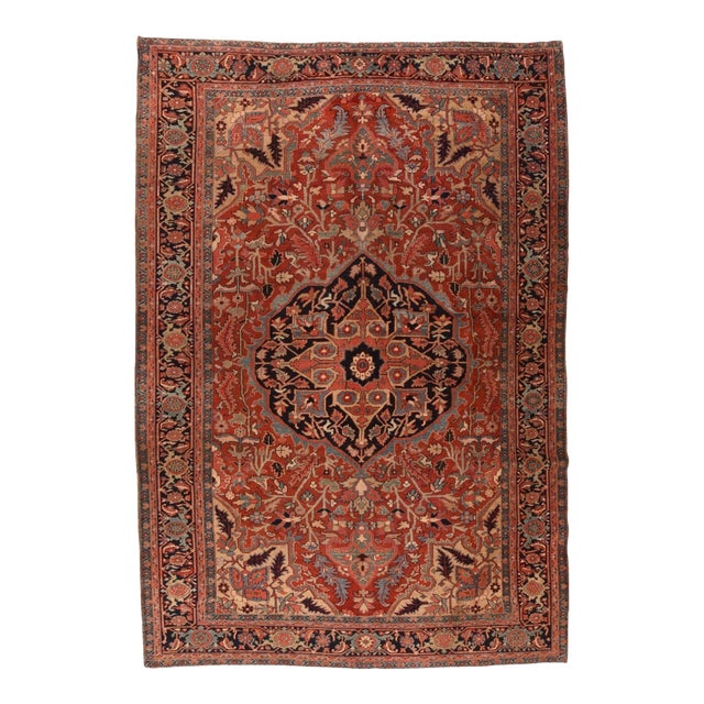 Antique Heriz Serapi Rug 8'9'' X 12'6'' For Sale