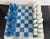 Vintage Blue and White Hand Carved Onyx Aztec Design Chess Set For Sale - Image 11 of 12
