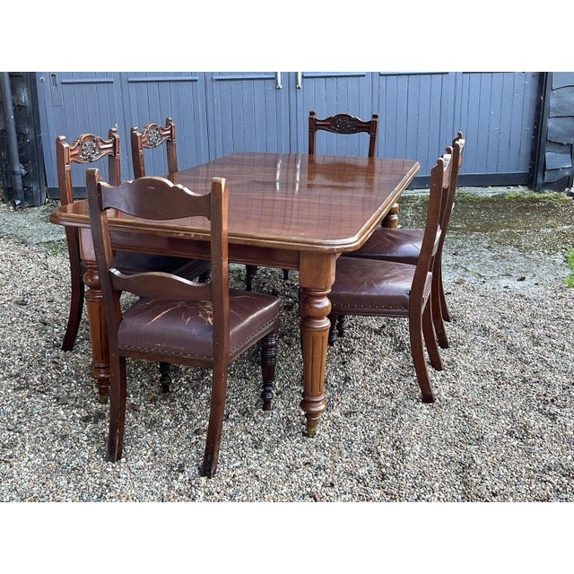 Victorian Extendable Dining Table and Chairs in Mahogany, Set of 7 For Sale - Image 3 of 18