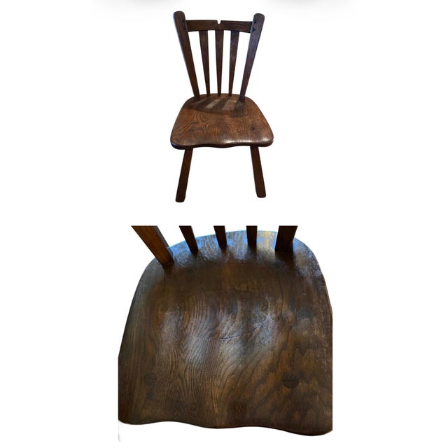 Early 20th Century Antique Solid Oak Wood Octagonal Shaped Dining Table With Three Chairs For Sale - Image 11 of 12