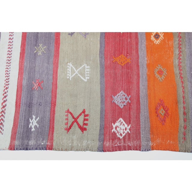 1950s Handmade Warm Color Kilim Runner - 3' 1'' X 9' 1'' For Sale In Tampa - Image 6 of 12