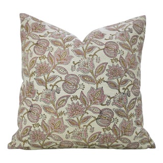 Fabdivine Handmade Linen Blend Pillow Covers 12x20 Inch – Custard Apple Block Print Design For Sale